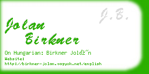 jolan birkner business card